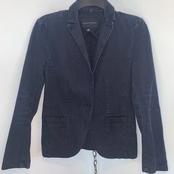 Banana Republic Denim Pinstripe Blazer - Picture 2 of 11